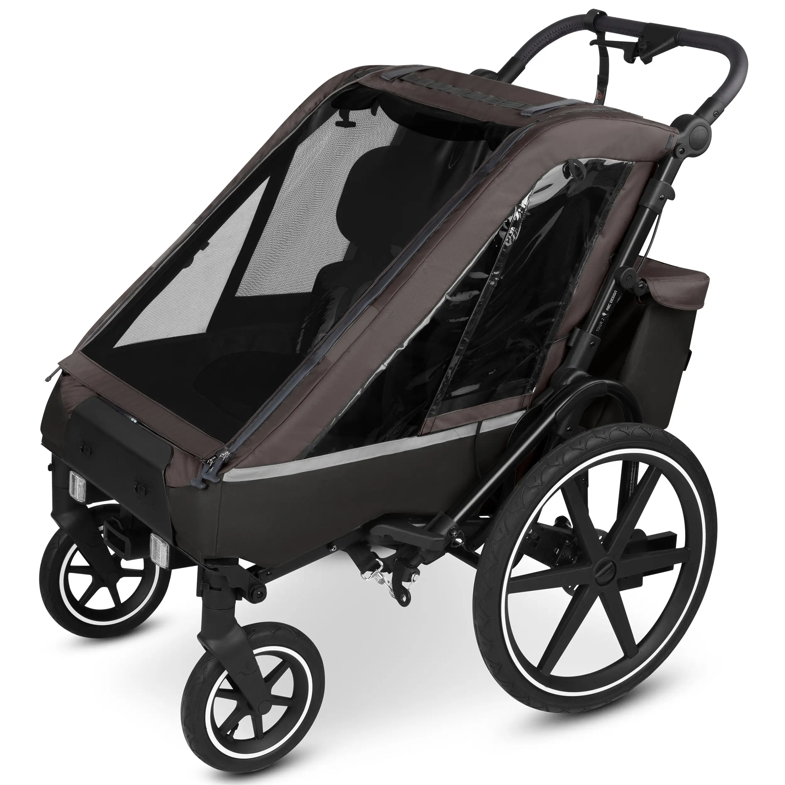 Przyczepka rowerowa Tour 2 z 2 wygodnymi fotelikami i Kołami pneumatycznymi – Falcon