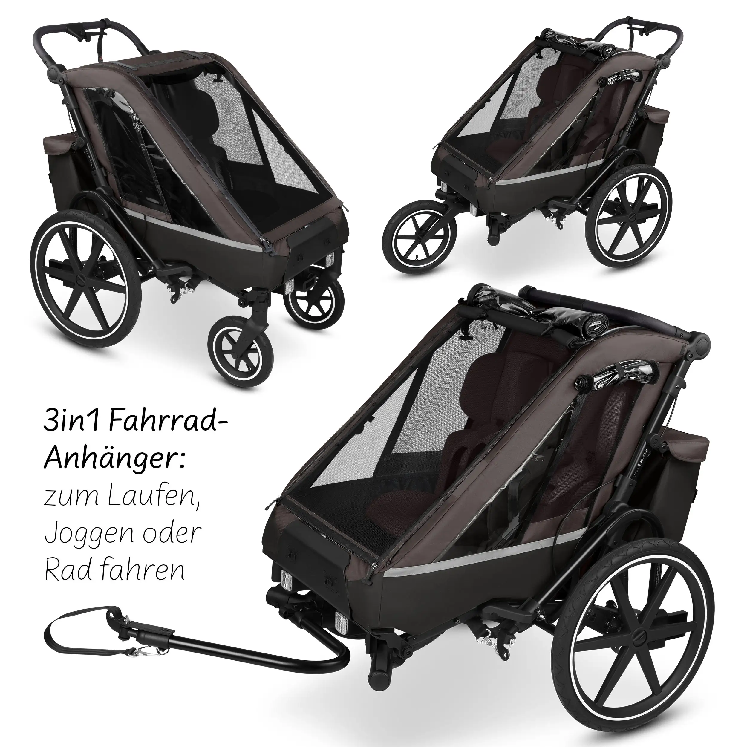 Przyczepka rowerowa Tour 2 z 2 wygodnymi fotelikami i Kołami pneumatycznymi – Falcon