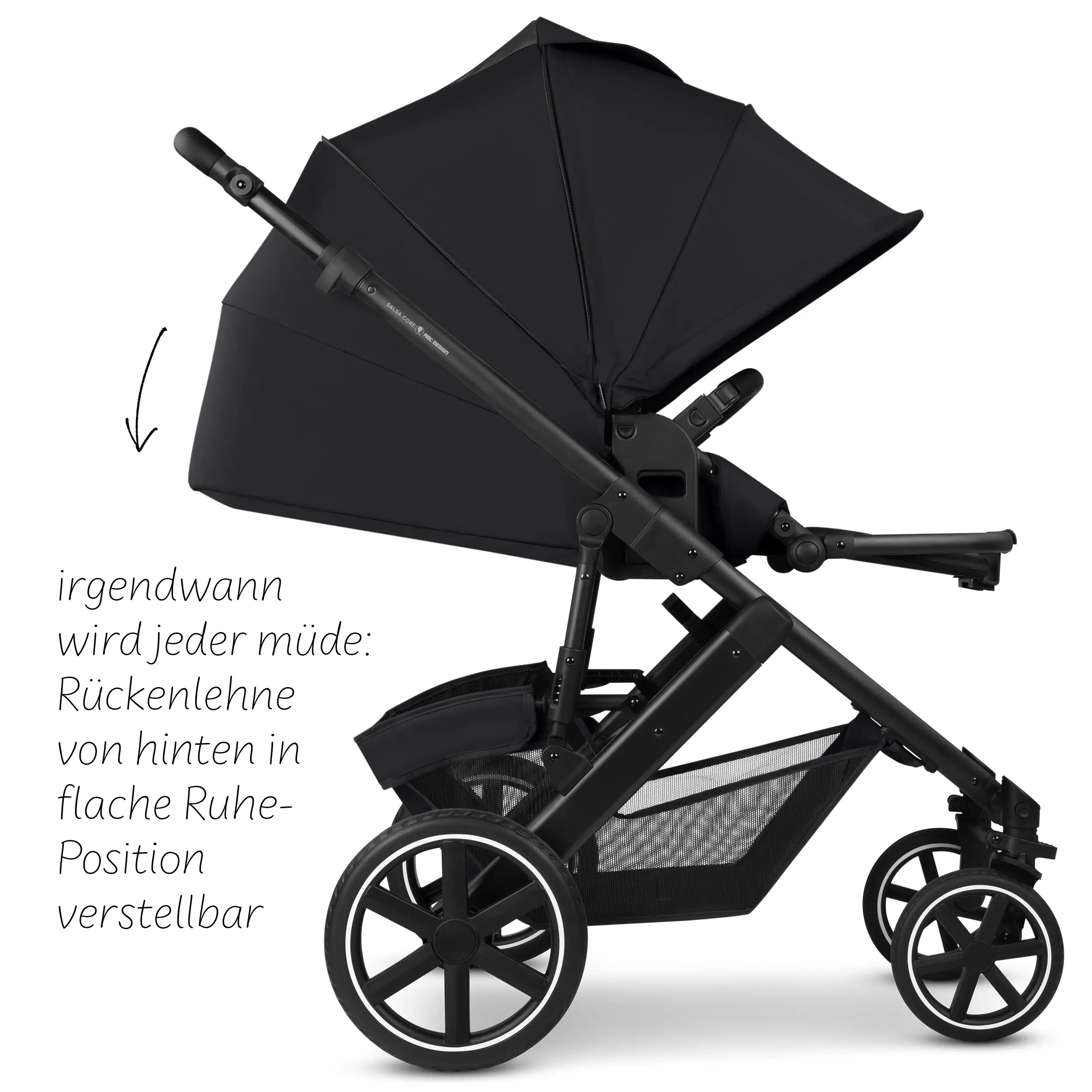 Zestaw wózka 4w1 Salsa Core z fotelikiem Calla z funkcją leżaczka i podstawą Isofix Root – Ink