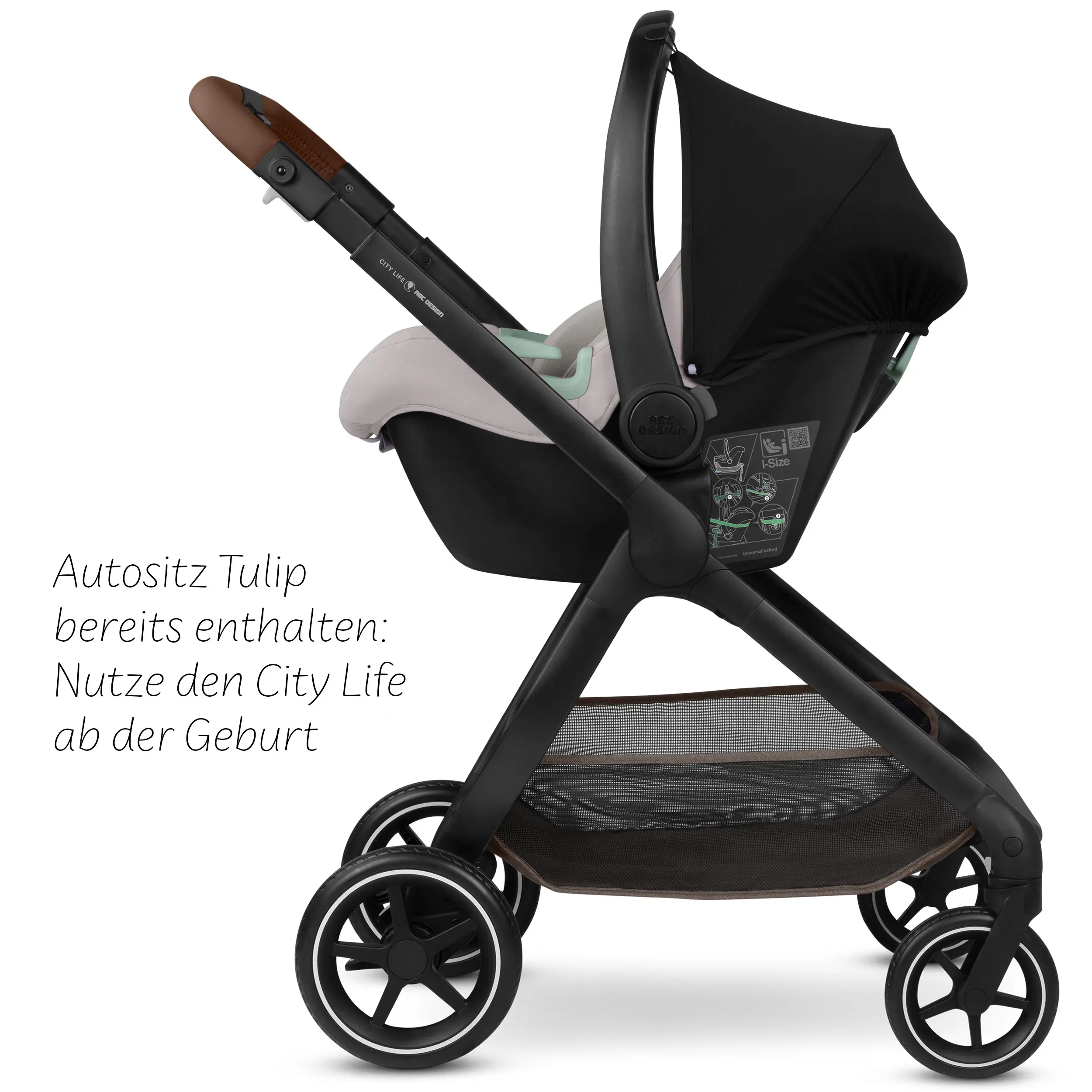Zestaw wózka 4w1 City Life z bazą Isofix - Nature