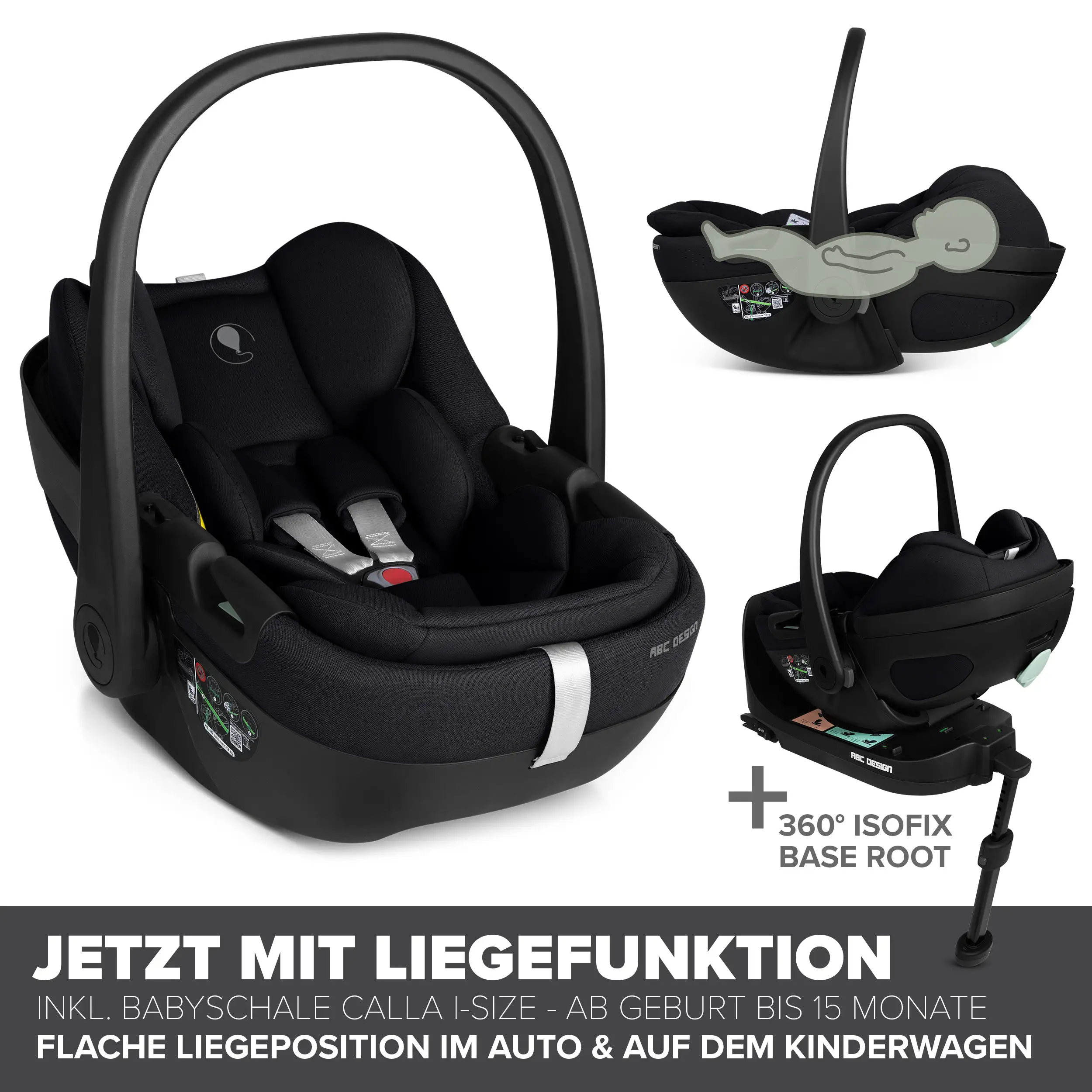 Zestaw wózka 4w1 Salsa Core z fotelikiem Calla z funkcją leżaczka i podstawą Isofix Root – Ink