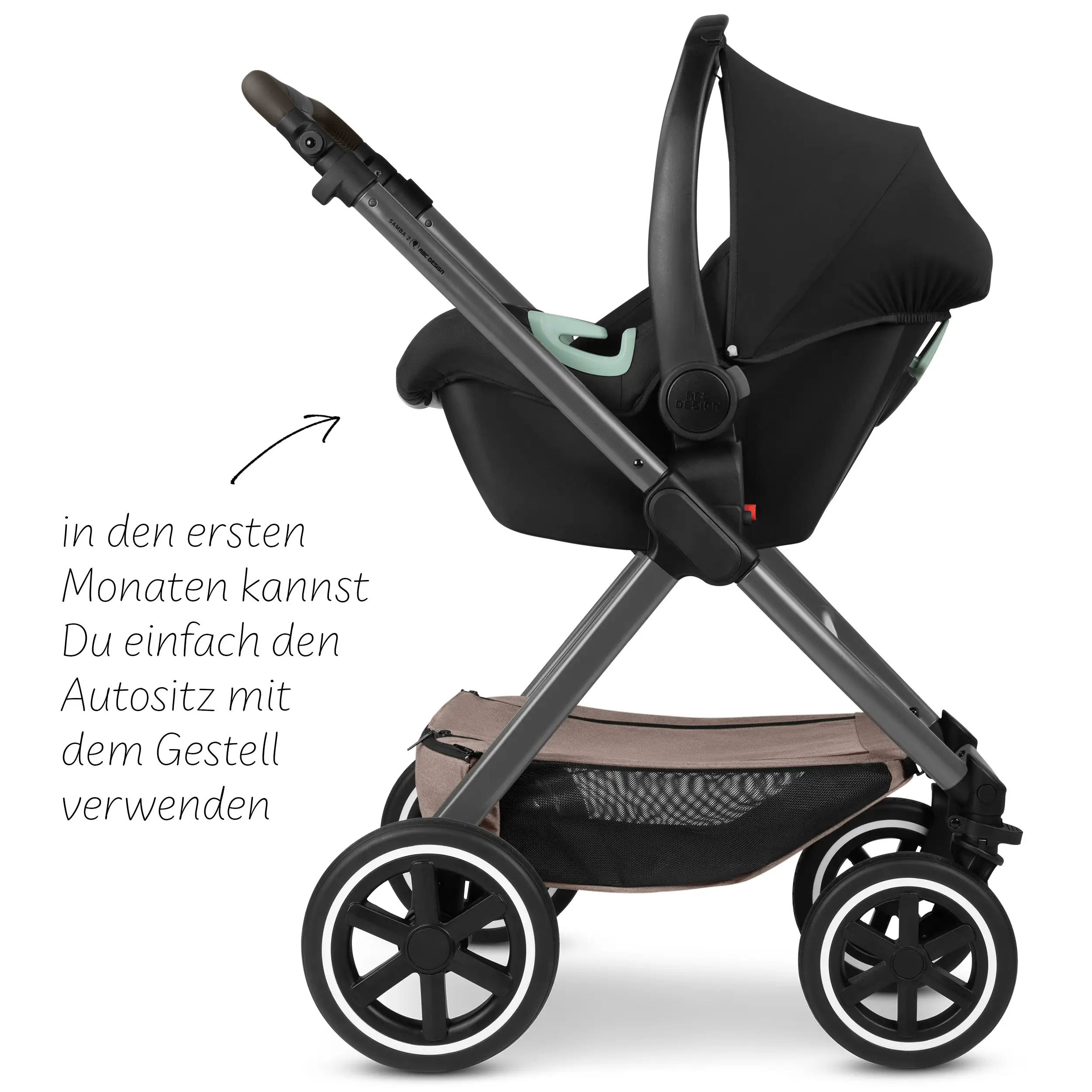 Zestaw Travel Samba 2 z fotelikiem samochodowym dla noworodka - Camel