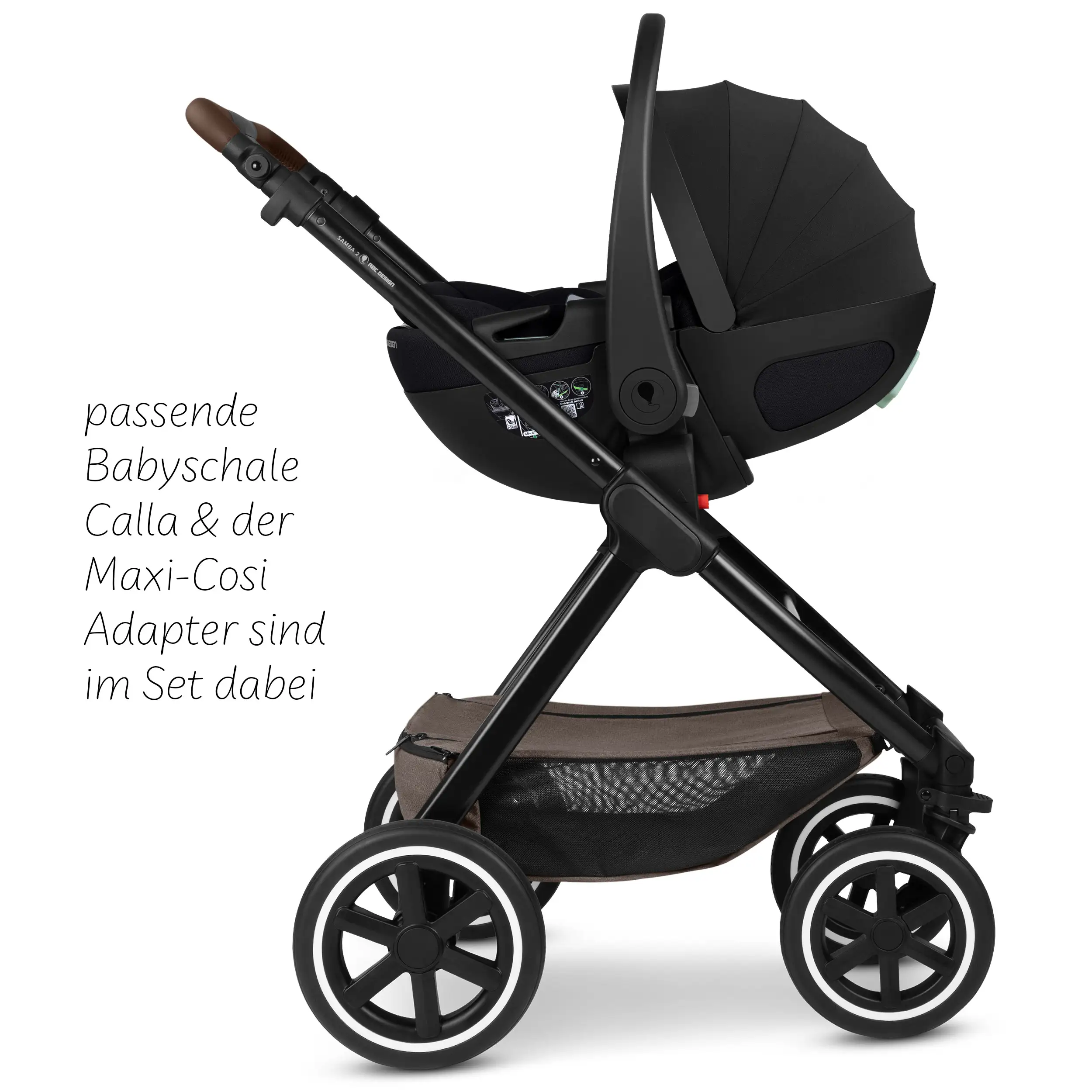 3in1-Kinderwagen-Set Samba 2 inkl. Babyschale Calla mit Liegefunktion - Nature