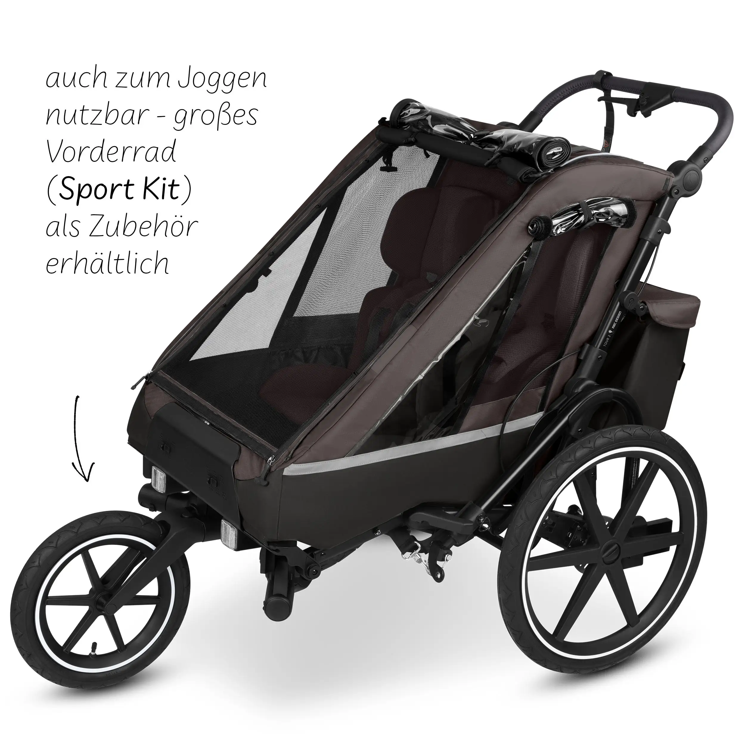 Przyczepka rowerowa Tour 2 z 2 wygodnymi fotelikami i Kołami pneumatycznymi – Falcon