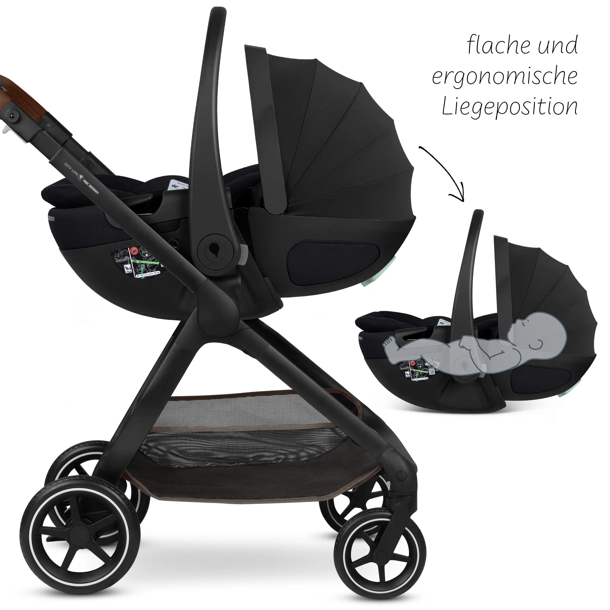 3in1-Kinderwagen-Set City Life inkl. Babyschale Calla mit Liegefunktion - Nature