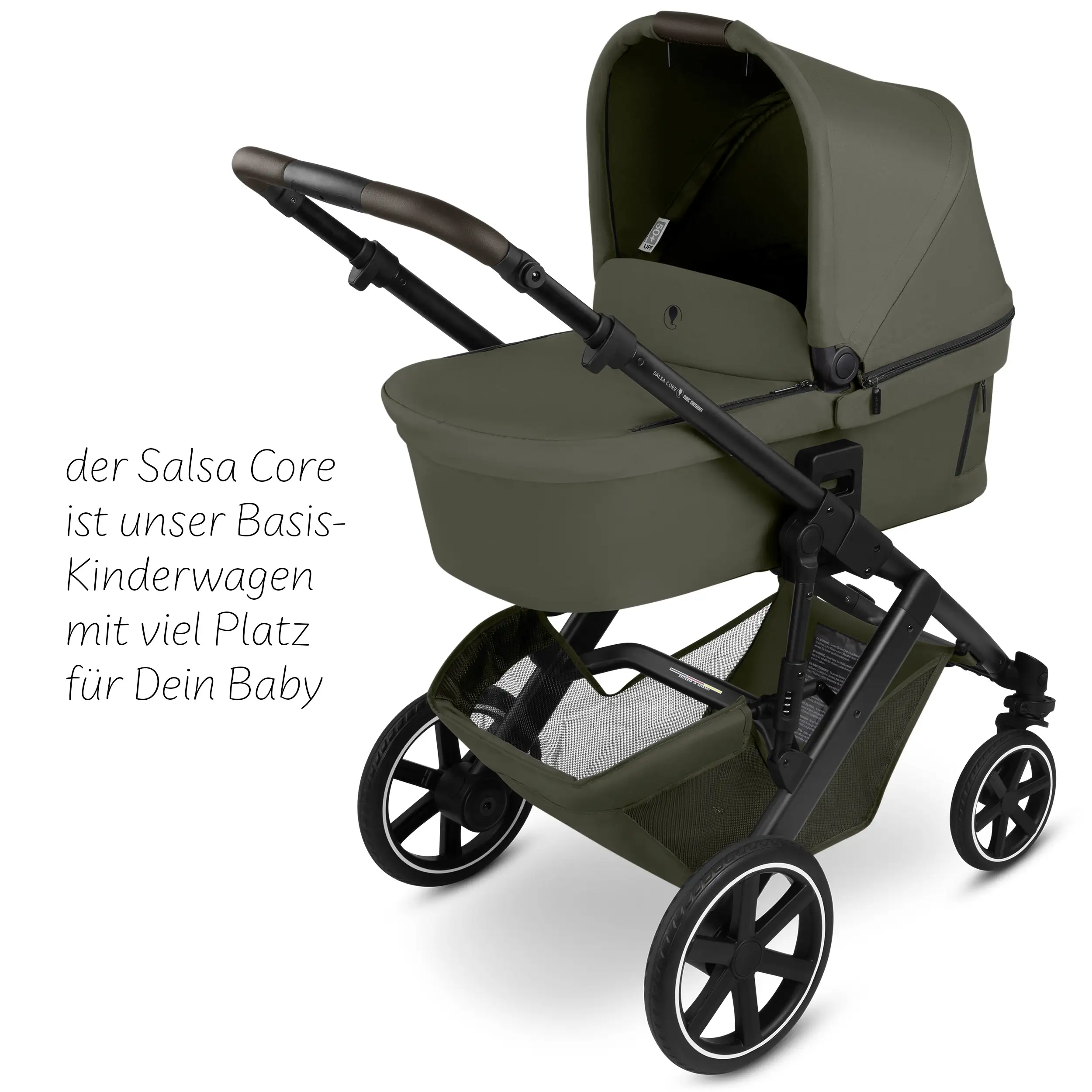 Zestaw wózka 4w1 Salsa Core z fotelikiem Calla z funkcją leżaczka i podstawą Isofix Root - Olive