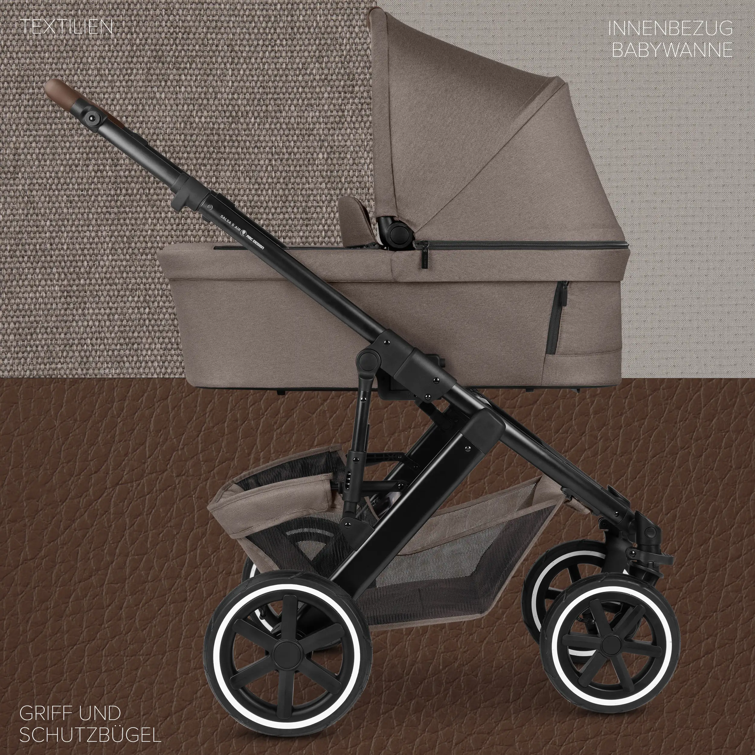 4in1-Kinderwagen-Set Salsa 5 Air inkl. Babyschale Calla mit Liegefunktion - Nature