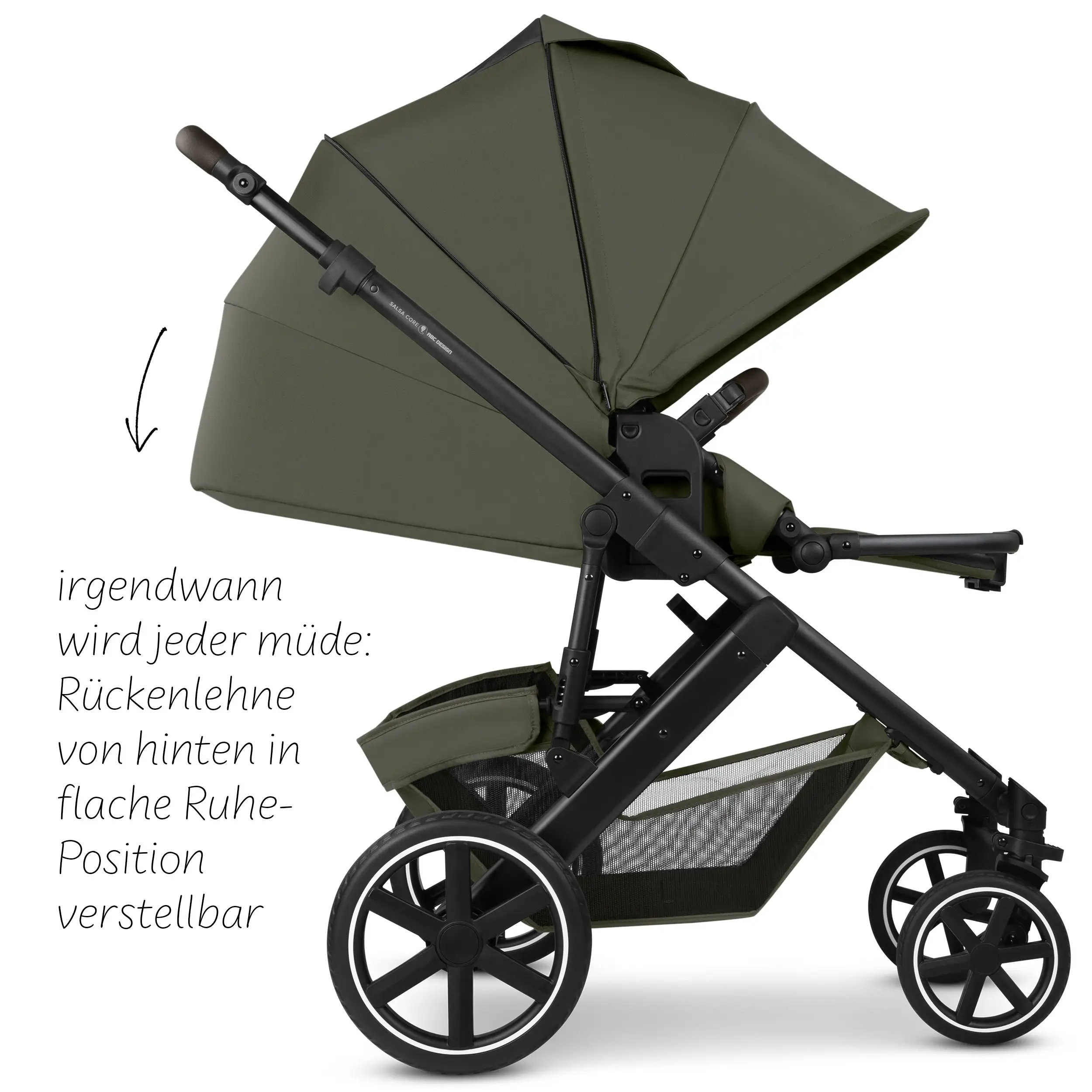 Zestaw wózka 4w1 Salsa Core z fotelikiem Calla z funkcją leżaczka i podstawą Isofix Root - Olive