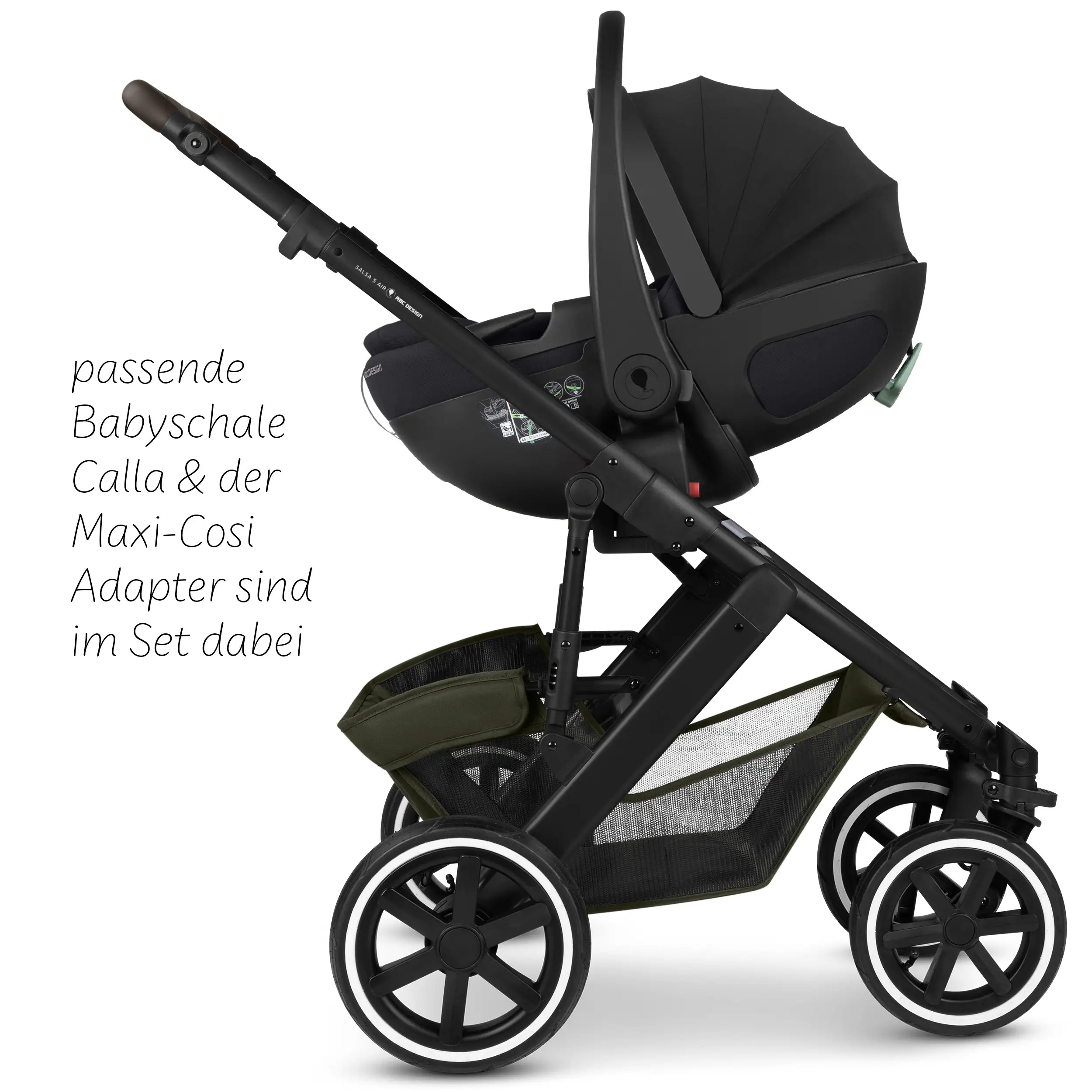 3in1-Kinderwagen-Set Salsa 5 Air inkl. Babyschale Calla mit Liegefunktion - Avocado