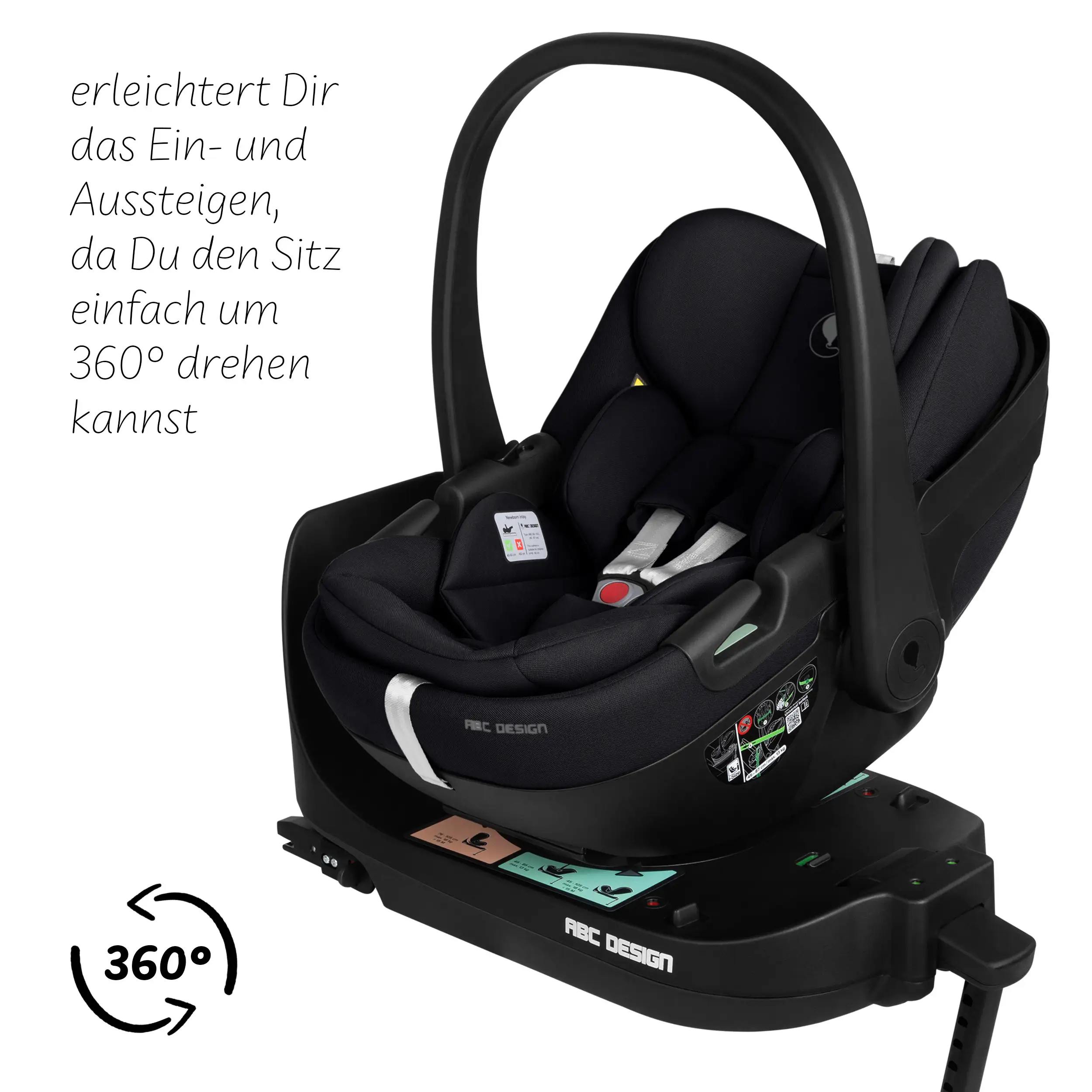 Fotelik samochodowy dla niemowląt Calla i-Size z funkcją pozycji leżącej, w zestawie z obrotową bazą ISOFIX Root - Ink
