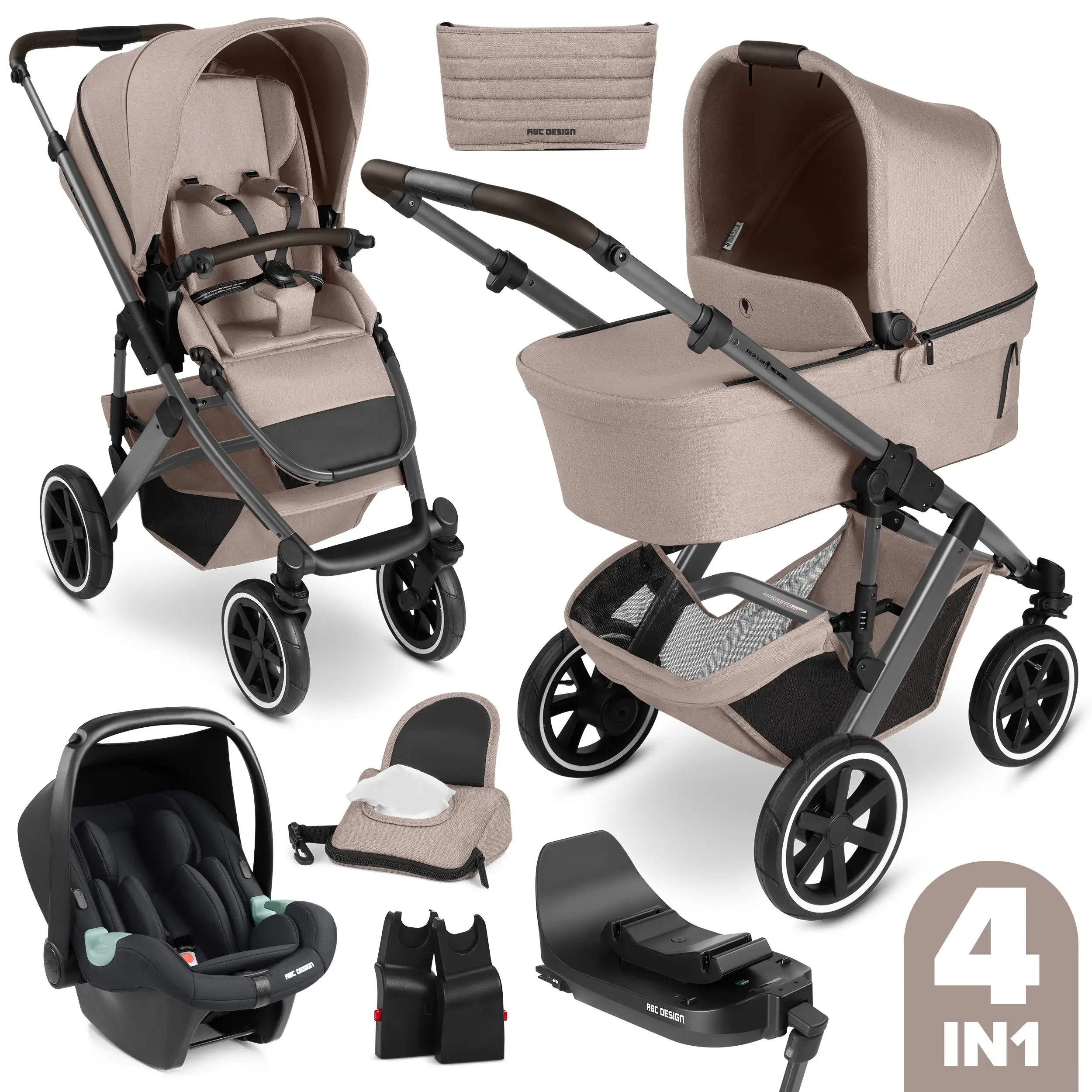 Zestaw wózka 4w1 Salsa 5 Air z bazą Isofix - Camel