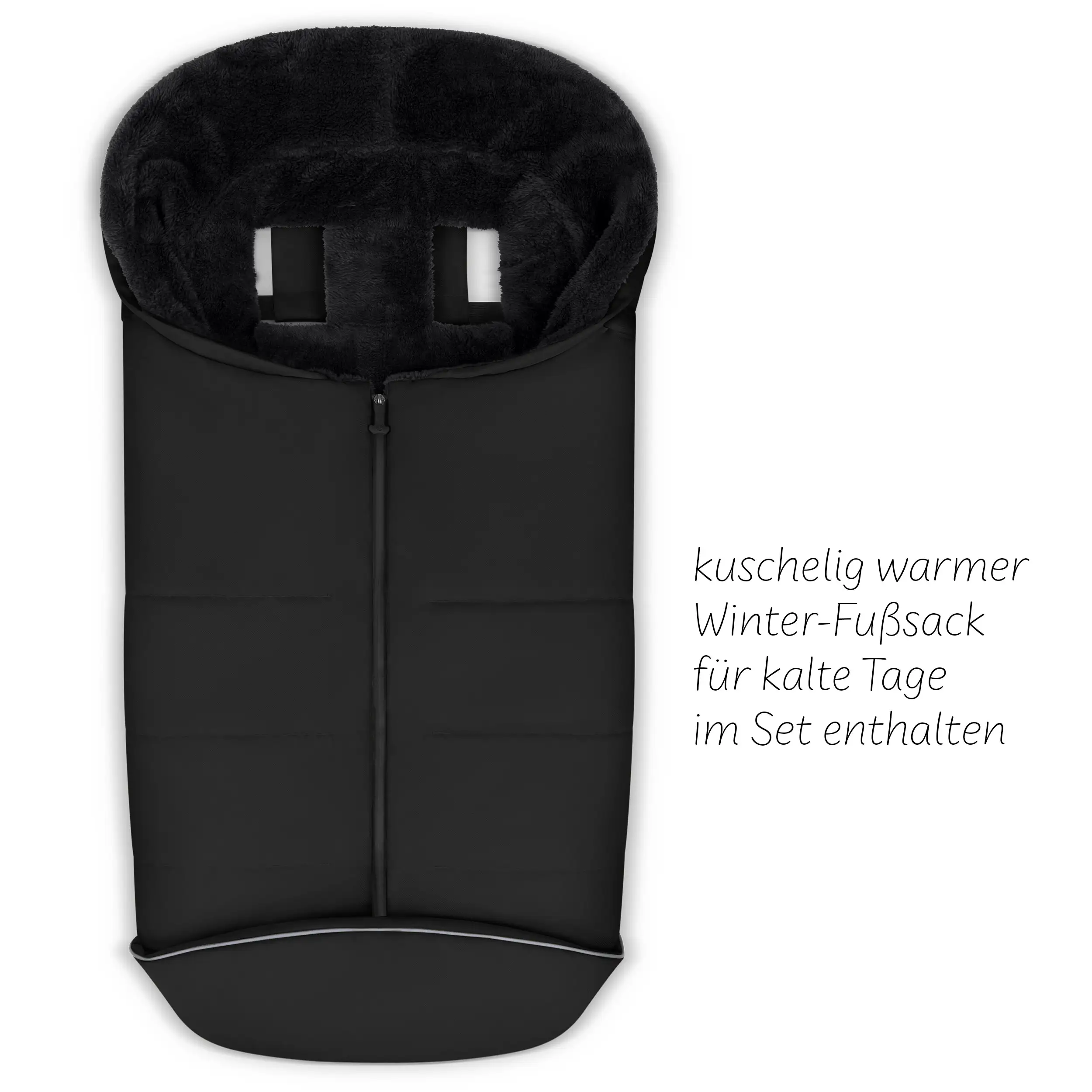 Zestaw akcesoriów do wózka - torba do przewijania, śpiworek zimowy, folia przeciwdeszczowa i moskitiera - Black