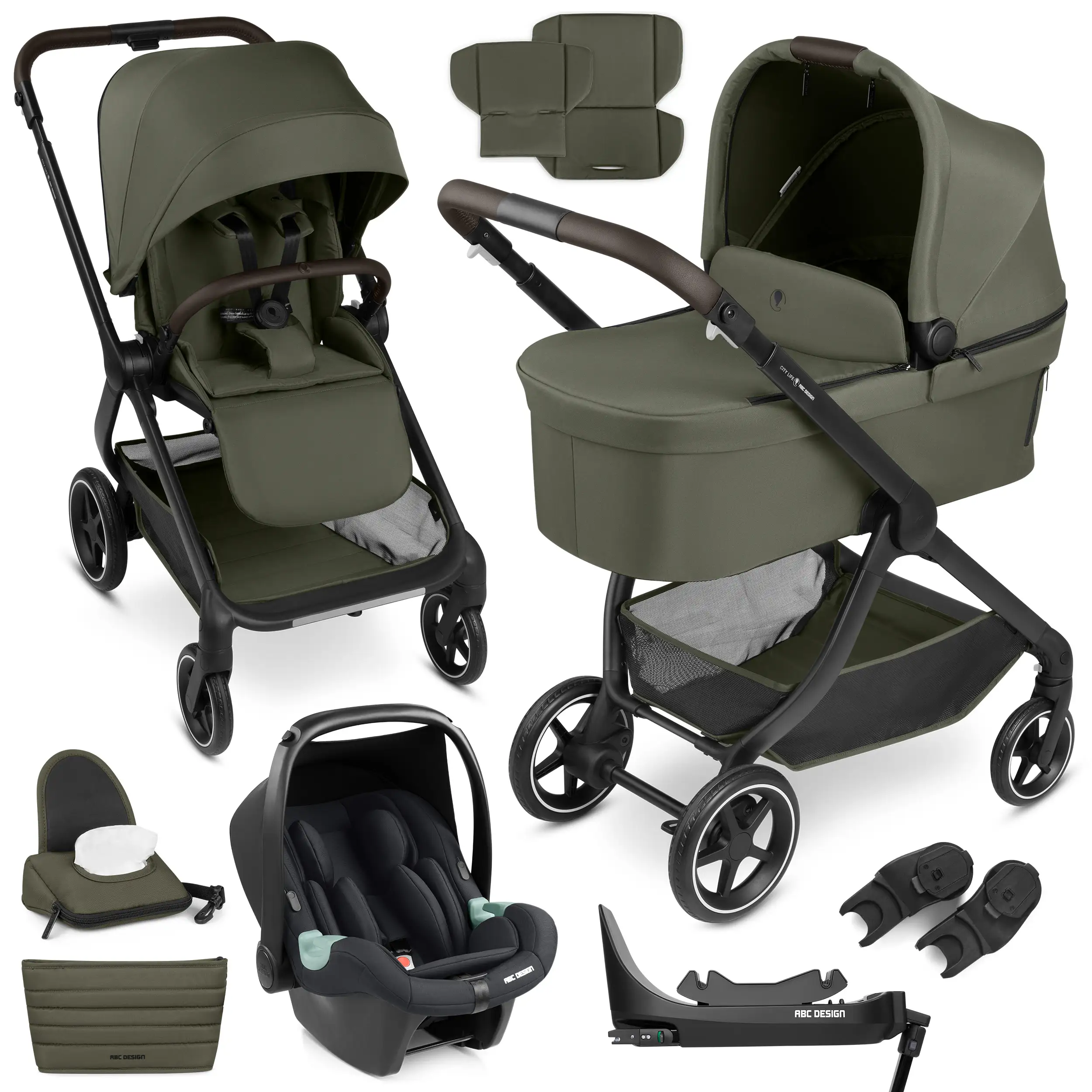 Zestaw wózka 4w1 City Life z bazą Isofix - Avocado