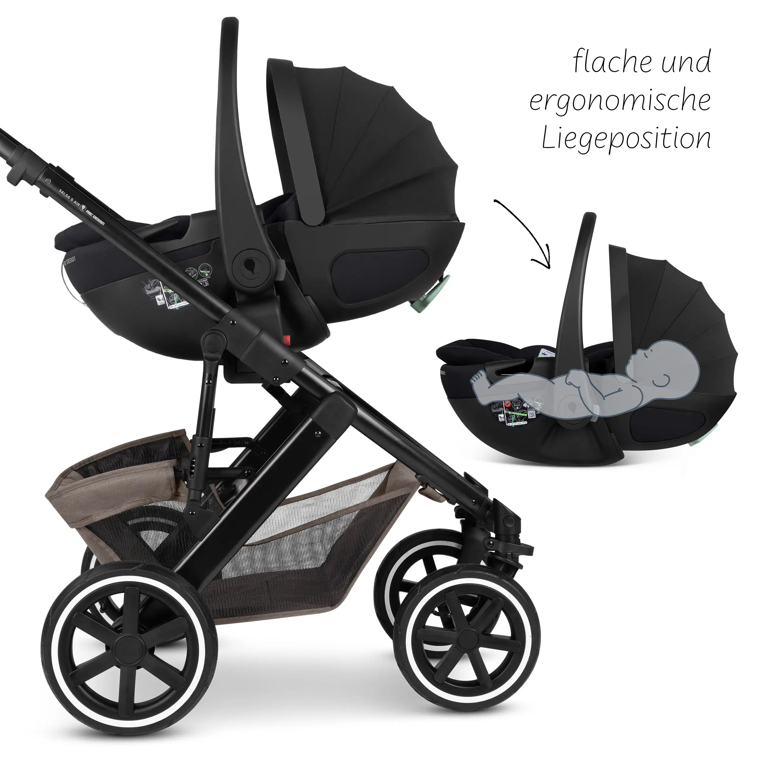 3in1-Kinderwagen-Set Salsa 5 Air inkl. Babyschale Calla mit Liegefunktion  - Nature