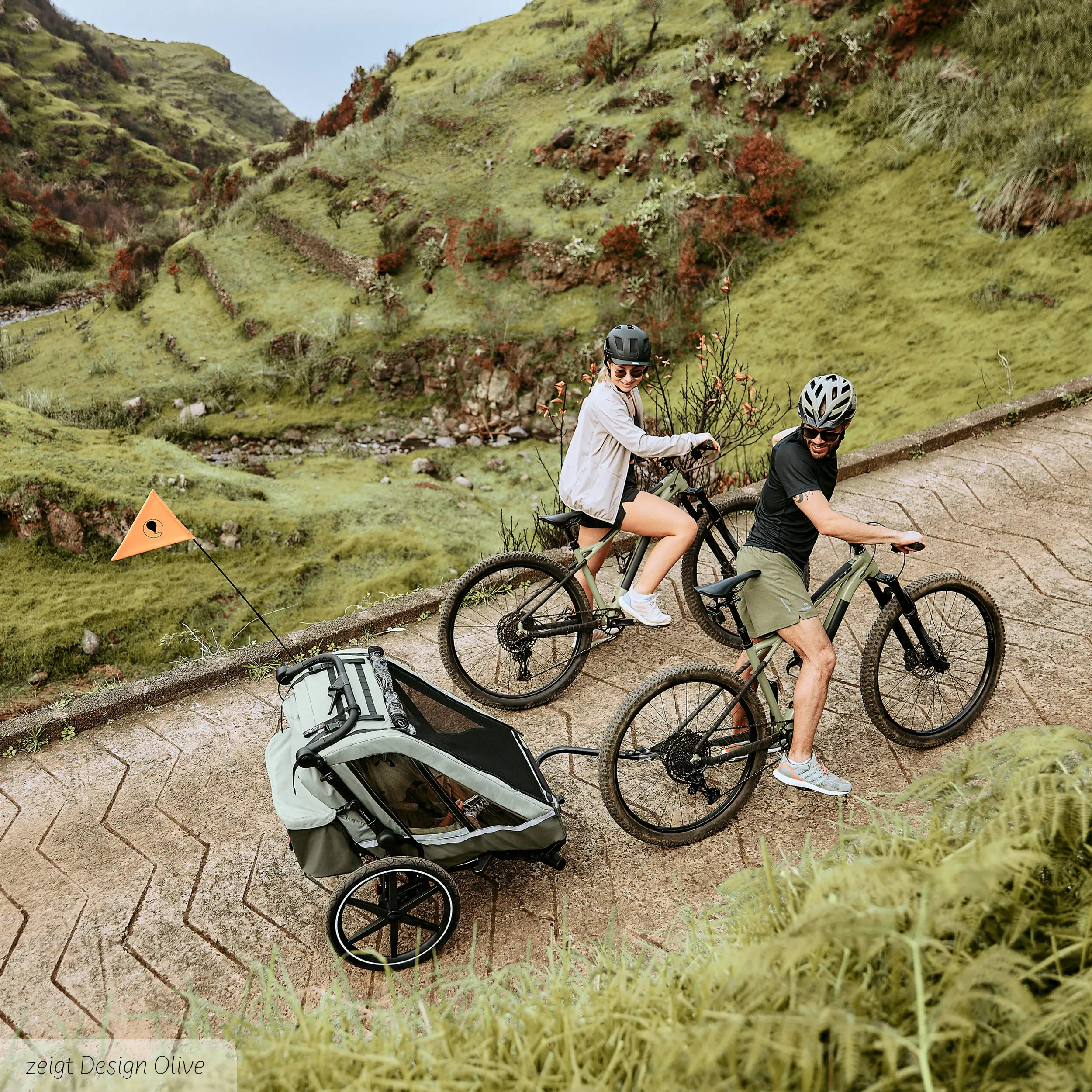 Przyczepka rowerowa Tour 2 z 2 wygodnymi fotelikami i Kołami pneumatycznymi – Falcon