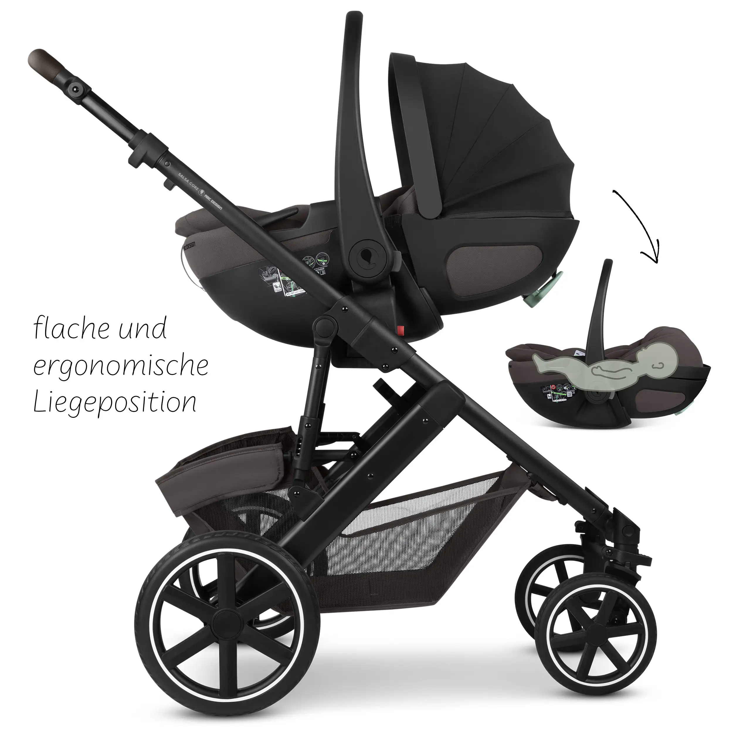 Zestaw wózka 4w1 Salsa Core z fotelikiem Calla z funkcją leżaczka i podstawą Isofix Root – Falcon