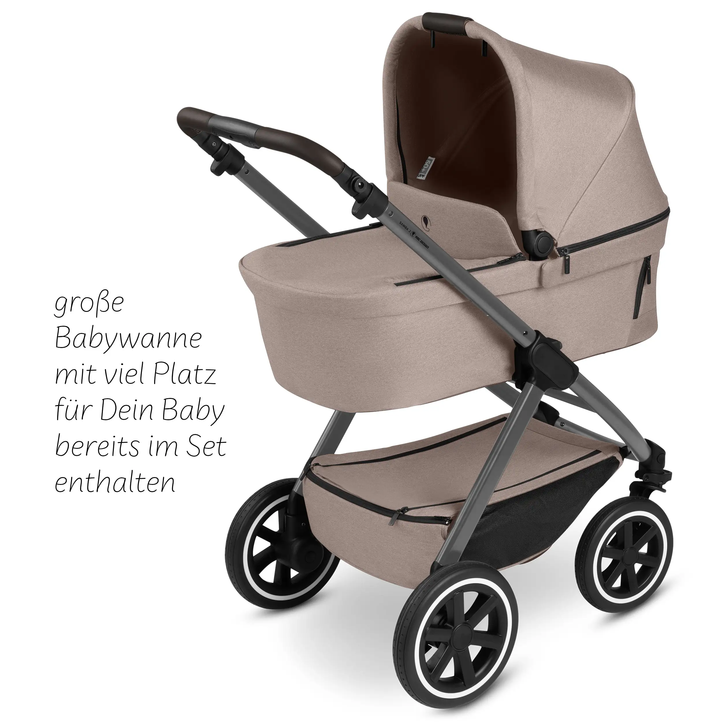 3in1-Kinderwagen-Set Samba 2 inkl. Babyschale Calla mit Liegefunktion - Camel