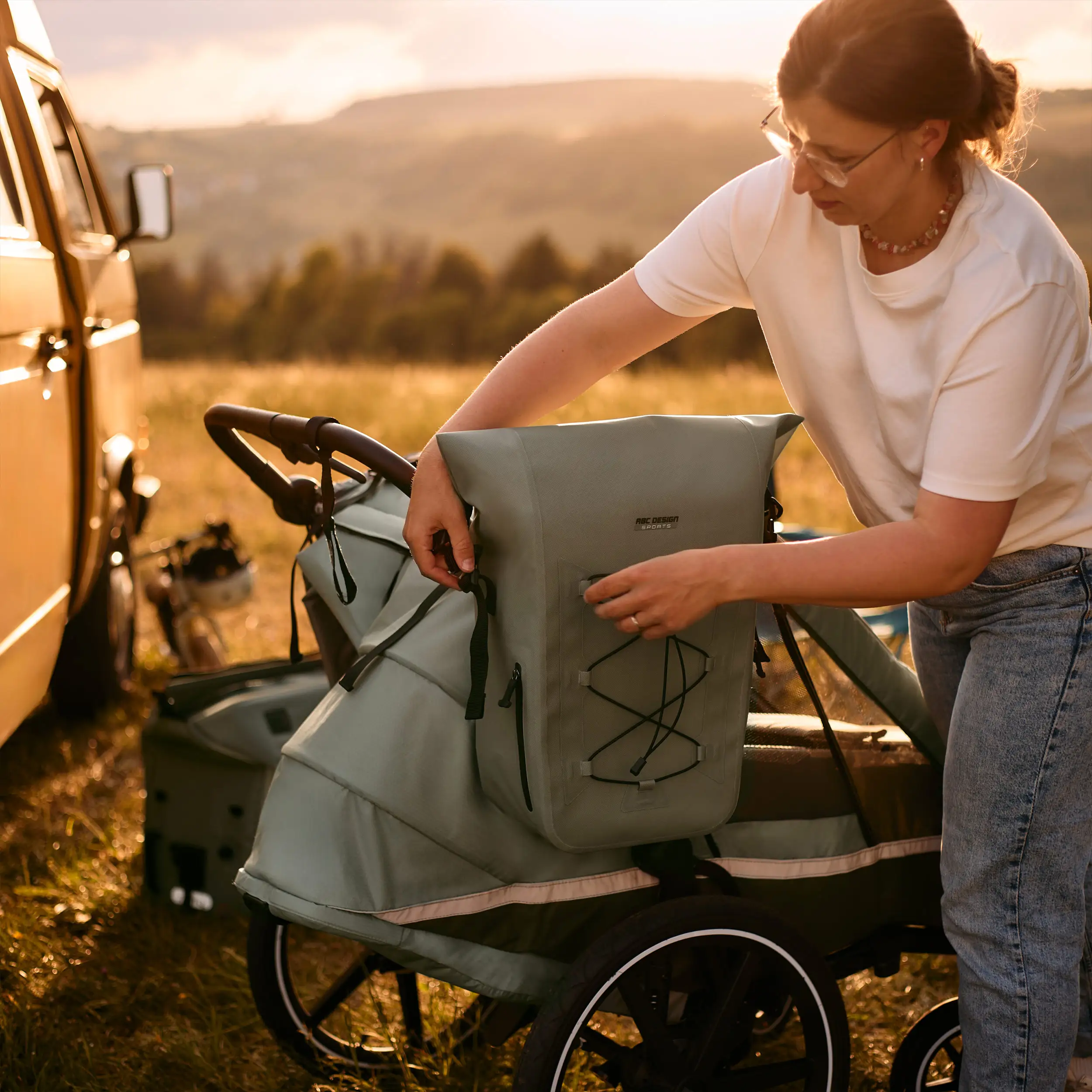 Torba podsiodłowa Sion 20L do wózka, przyczepki rowerowej i na co dzień - Pine