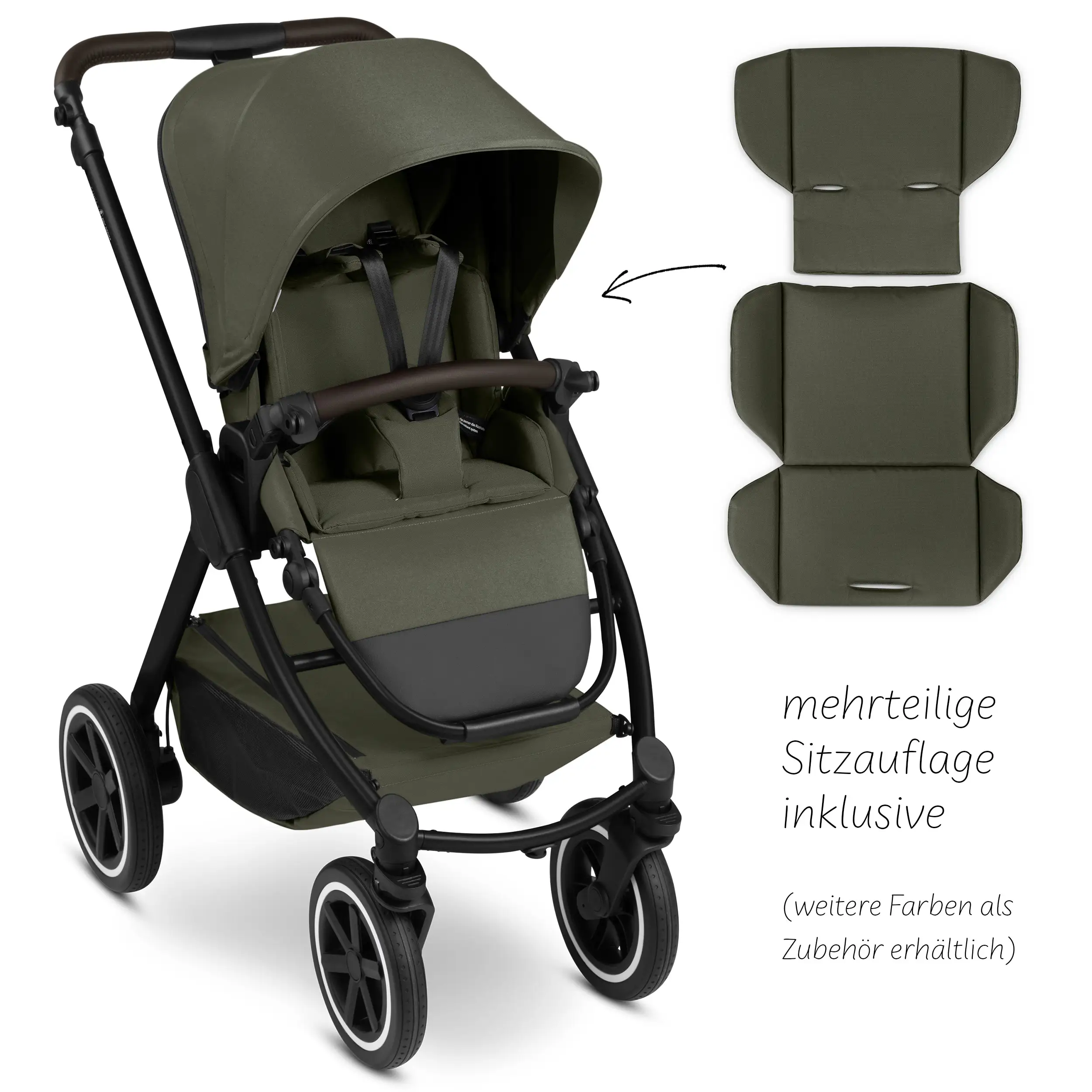 3in1-Kinderwagen-Set Samba 2 inkl. Babyschale Calla mit Liegefunktion - Avocado