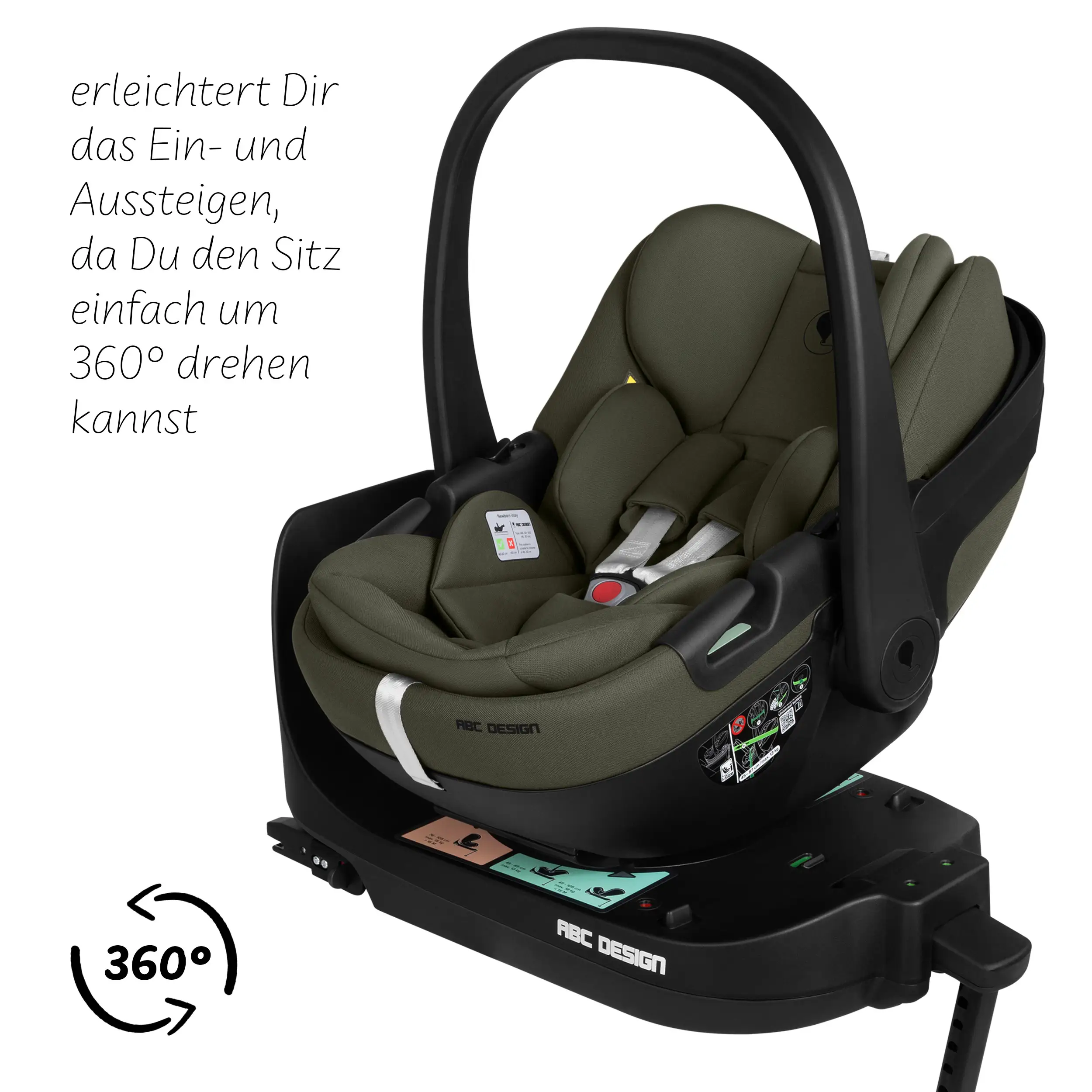 Fotelik samochodowy dla niemowląt Calla i-Size z funkcją pozycji leżącej, w zestawie z obrotową bazą ISOFIX Root