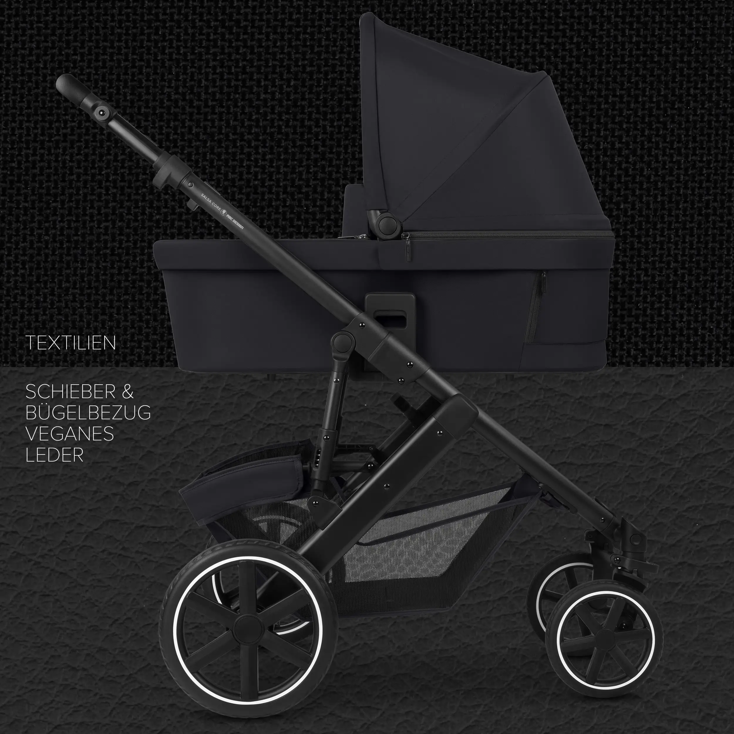 Zestaw wózka 4w1 Salsa Core z fotelikiem Calla z funkcją leżaczka i podstawą Isofix Root – Ink