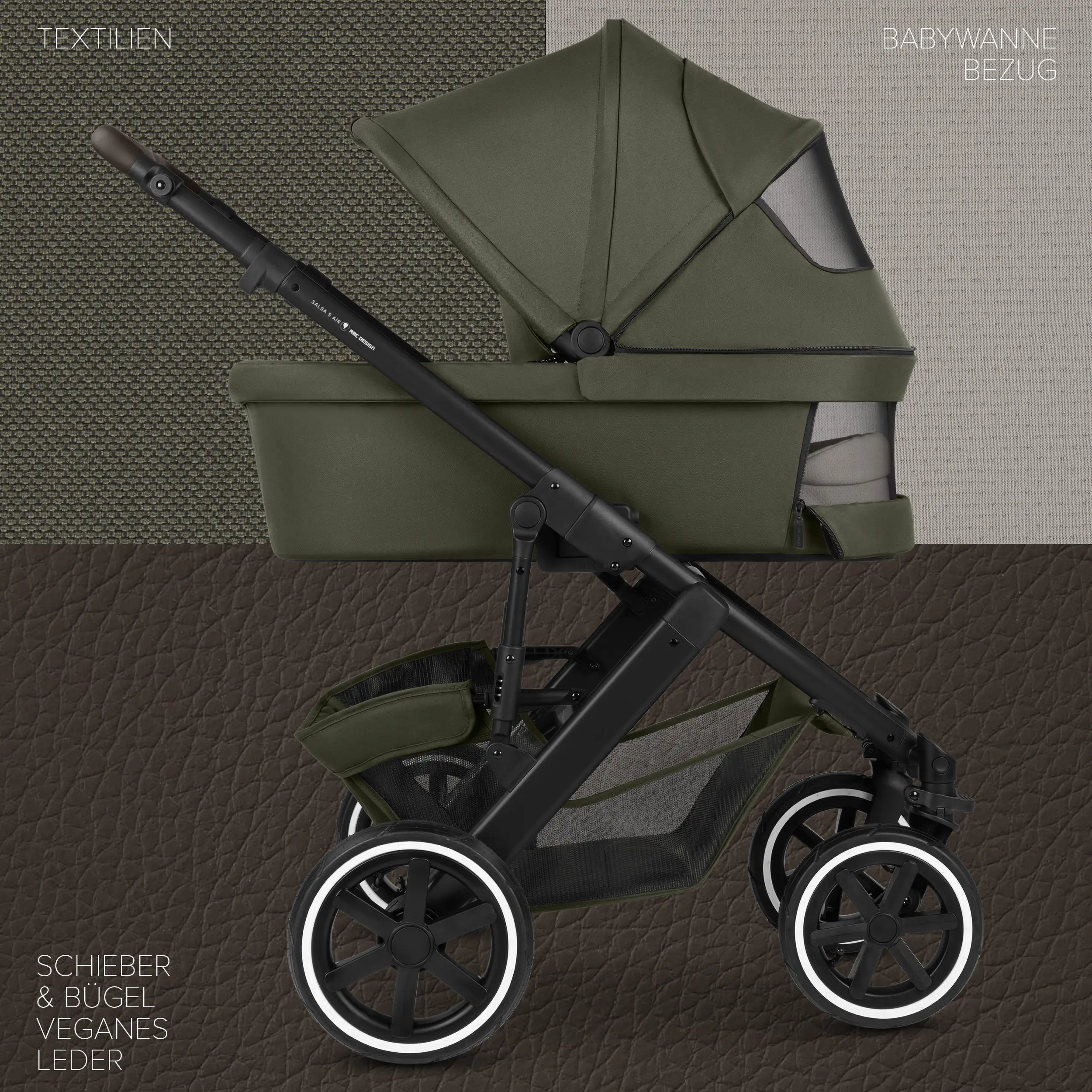3in1-Kinderwagen-Set Salsa 5 Air inkl. Babyschale Calla mit Liegefunktion - Avocado